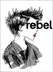 Image showing Rebel concept t-shirt print and embroidery