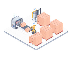 Image showing Automated packing system isometric illustration