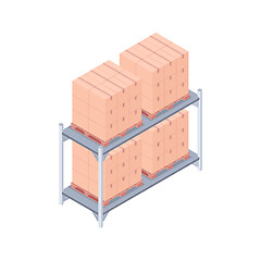 Image showing Loaded pallet rack isometric vector illustration