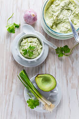 Image showing Avocado spread with curd cheese and ingredients