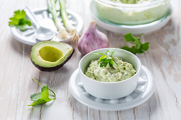 Image showing Avocado spread with curd cheese and ingredients