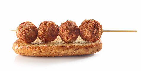 Image showing toasted bread with meat balls