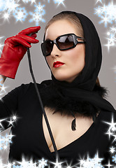 Image showing lady in red gloves with crop