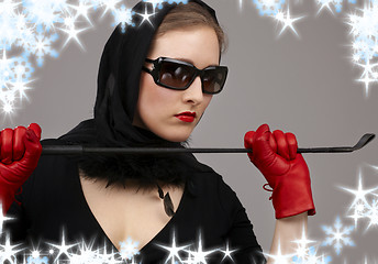 Image showing lady in red gloves with crop