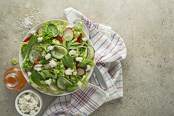 Image showing Salad fresh cheese curd