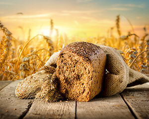 Image showing Bread and wheat field