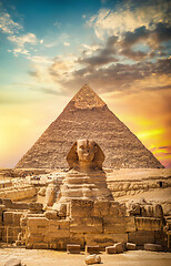 Image showing Great sphinx and pyramid