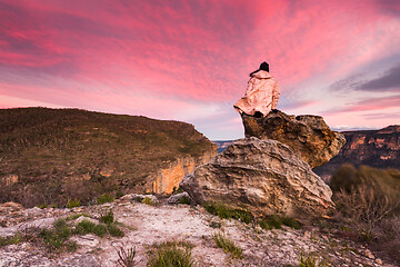 Image showing Watching beautiful sunsets in Blue Mountains