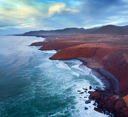 Image showing Legzira beach with arched rocks