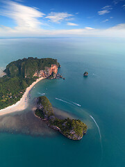 Image showing Aerial view of Pranang beach, Thailand