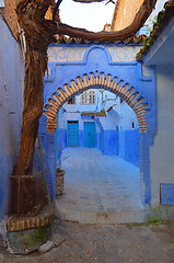 Image showing Arches and doors in blue city Chefchaouen