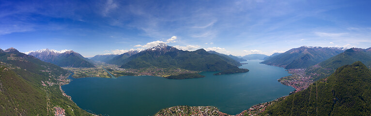 Image showing Aerial panorama landscape on Como lake