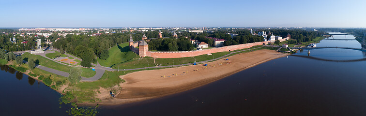 Image showing Aerial panorama of Novgorod Kremlin