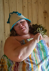 Image showing Russian woman in bathhouse