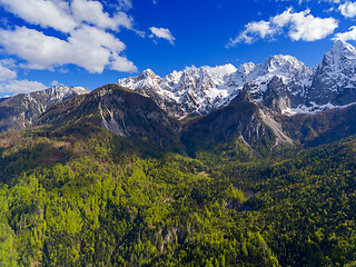 Image showing Aerial view on mountains in Triglav park