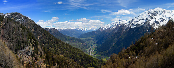 Image showing Snow mountains and valley in Switzerland
