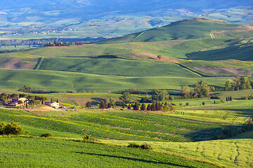 Image showing Tuscany hill landscape at sunset