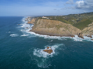 Image showing Aerial view of lighthouse at Cape Roca 