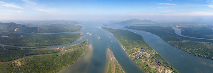 Image showing Aerial of estuaries and strait in Thailand