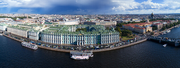 Image showing Aerial view of Neva River and Hermitage