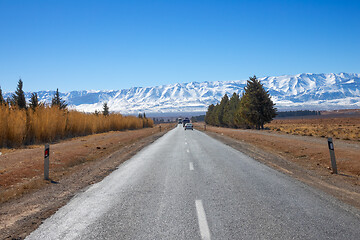 Image showing Road leading to snow Atlas mountains