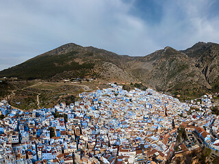 Image showing Aerial view of blue city Chefchaouen