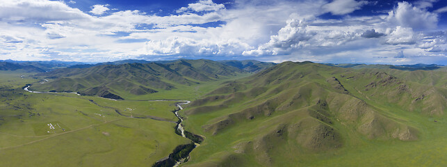 Image showing Aerial landscape in Orkhon valley, Mongolia