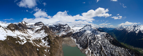 Image showing Aerial view on Ritom lake and mountains