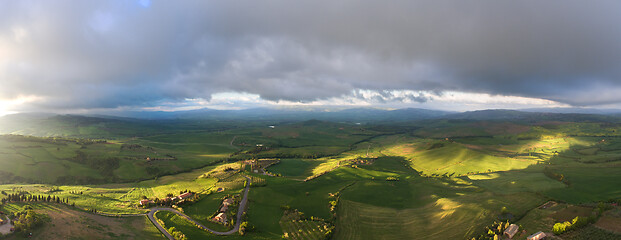 Image showing Tuscany panorama landscape at morning