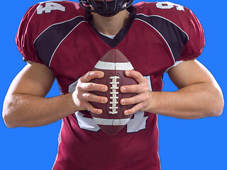 Image showing closeup American Football Player isolated on colorfull backgroun