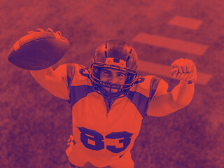 Image showing american football player celebrating touchdown