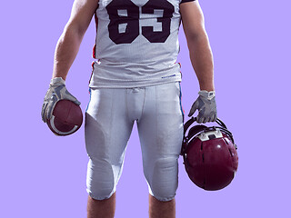 Image showing closeup American Football Player isolated on colorfull backgroun