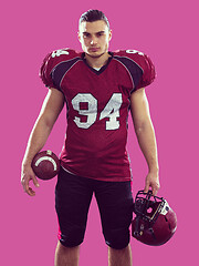 Image showing American Football Player isolated on colorfull background