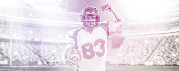 Image showing american football player celebrating touchdown