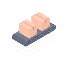 Image showing Automated conveyor belt isometric vector illustration