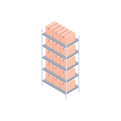 Image showing Racks with small boxes isometric vector illustration