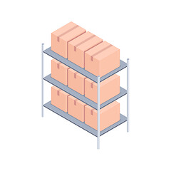 Image showing Racks with boxes isometric vector illustration