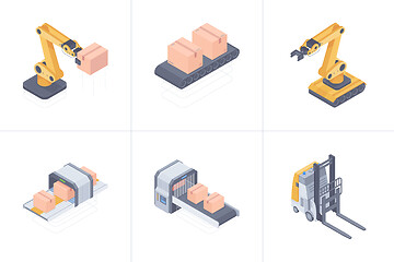 Image showing Set of smart warehouse devices isometric illustration