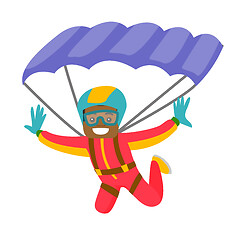 Image showing Black man flying with a parachute.