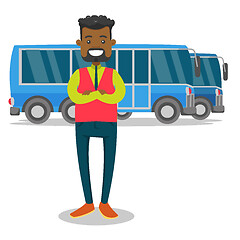 Image showing Full length of young black bus driver.