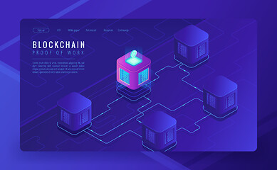 Image showing Isometric blockchain cryptocurrency and data transfer concept.