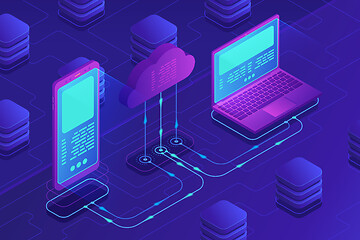 Image showing Isometric cloud storage concept.