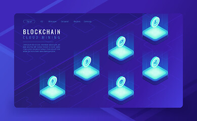 Image showing Isometric cloud mining landing page concept.