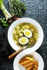 Image showing soup with vegetables and egg