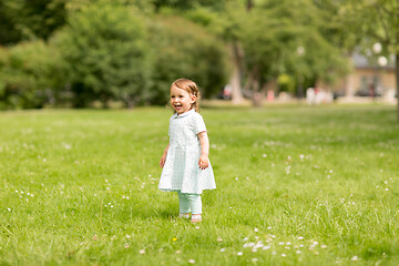 Image showing happy little baby girl at park in summer