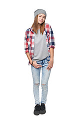 Image showing Smiling casual teen girl in full length