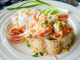 Image showing Fried rice with shrimps