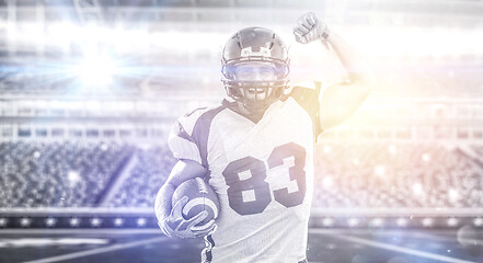 Image showing american football player celebrating touchdown