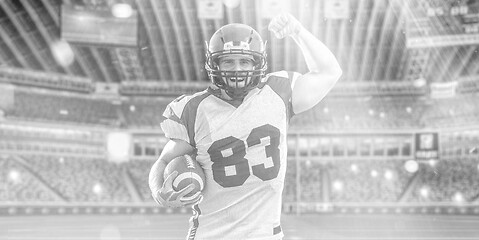 Image showing american football player celebrating touchdown