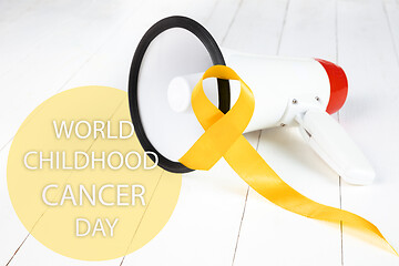 Image showing Yellow ribbon symbolic color for Sarcoma Bone cancer awareness and suicide prevention